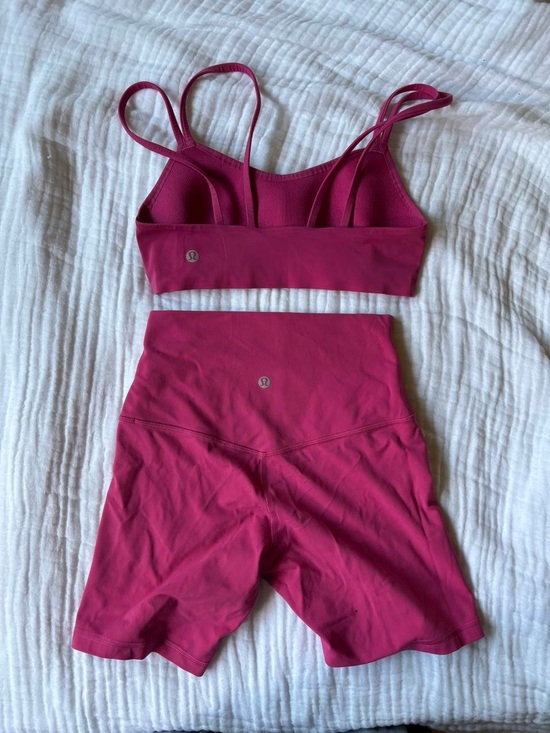lululemon athletica Pants - lululemon bright magenta strappy sports bra and biker shorts set